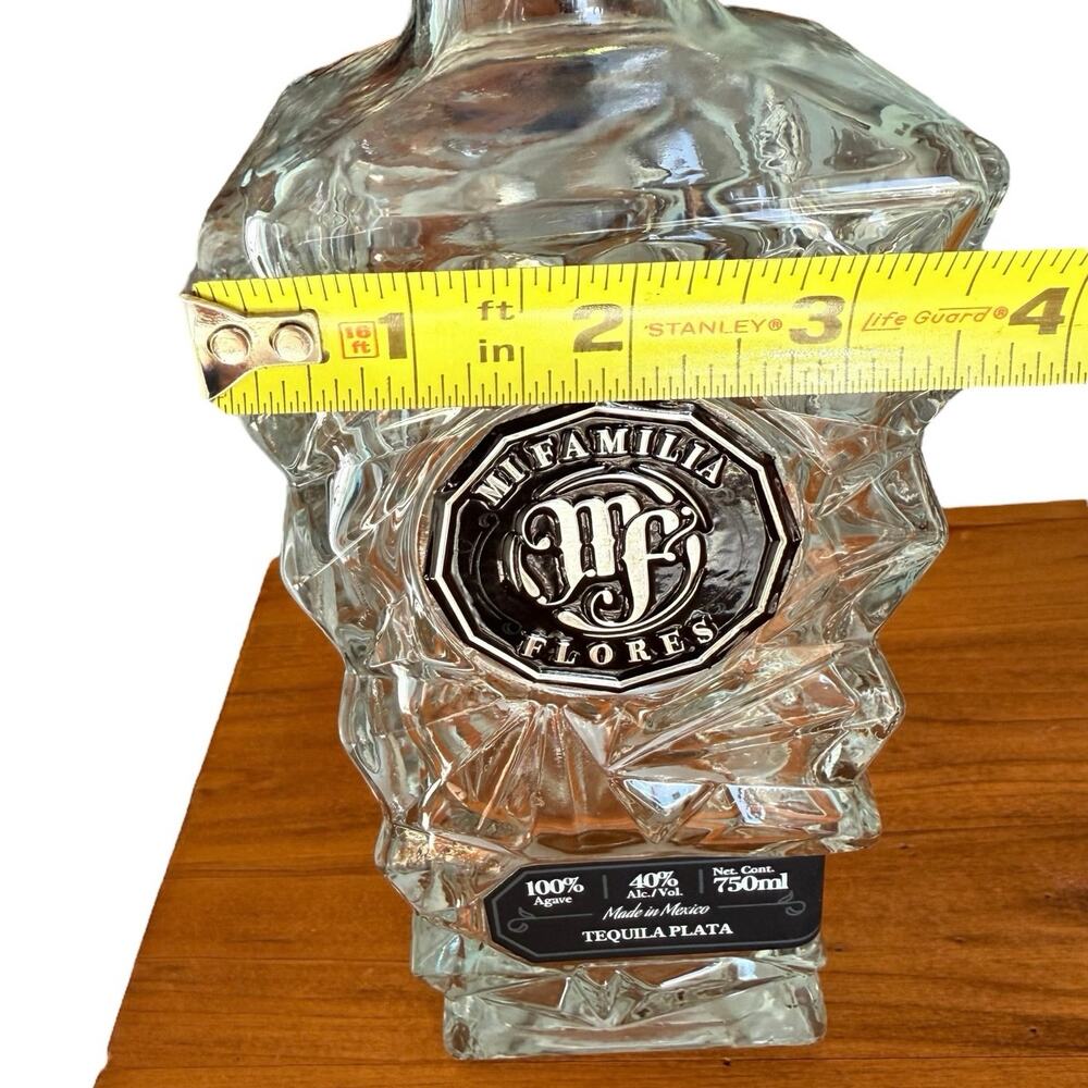 EMPTY Mi Familia Flores Tequila Plata Bottle Clear Crystal Nice For Fairy Lights - Picture 6 of 7